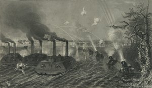 Barcos de arma e morteiro no Mississippi, c.1878 de American School