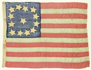 Bandeira Handsewn com Treze Estrelas, c.1830-80 (lã e algodão) de American School