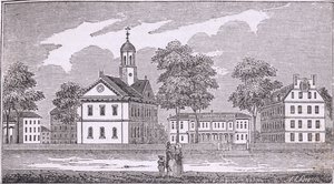 Universidade de Harvard, Cambridge, de "Historical Collections of Massachusetts", de John Warner Barber, 1839 de American School