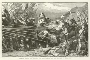 Herói morte de Arnold von Winkelried na Batalha de Sempach