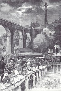 Ponte alta sobre o rio Harlem, transportando água doce do condado de Westchester para o reservatório do Central Park. de American School