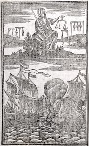 História e vida de todos os mais notórios piratas e suas tripulações, frontispício, Londres, 1725 de American School