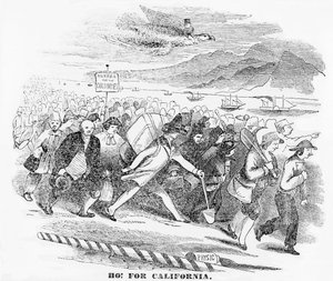 Ho! para a Califórnia, ilustração do Atlas de Nova York, 14 de janeiro de 1849 de American School