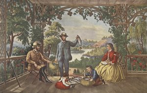 Início do Brook, The Lucky Fisherman, pub. 1867, Currier & Ives de American School