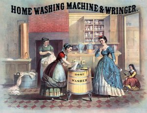 Máquina de lavar roupa e espremedor de roupas em casa, c.1869 de American School
