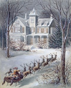 Ilustração de Twas a noite antes do Natal escrita pelo professor Clement Clarke Moore (1779-1863) de American School