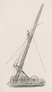 Ilustração do Elevador de Mangueiras e do Caminhão nº. 1. do Relatório do Conselho de Polícia, no Corpo de Bombeiros, ao Conselho Comum da Cidade de Chicago, pág. 70, 1872 (gravura em madeira) de American School