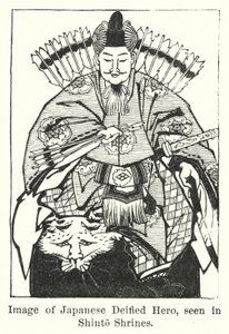 Imagem do Herói Deificado Japonês, vista em Santuários Shinto (gravura) de American School