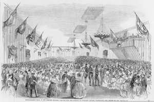 Baile de inauguração, impresso em Frank Leslies Illustrated Newspaper, 21 de março de 1857 de American School