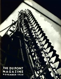 Maquinaria industrial, capa da revista DuPont, novembro de 1930 de American School