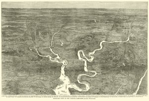 Vista isométrica da campanha da Virgínia, olhando para o oeste, junho de 1864