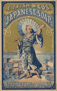 Homem japonês posando com sabão de American School