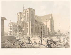 Igreja Jesuíta, Igreja da Sagrada Família, Chicago 1866 (litho) de American School