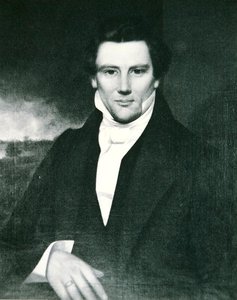 Joseph Smith (1805-44) profeta fundador da Religião Mórmon nos EUA (litho) de American School