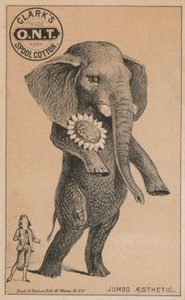 Chegada de Jumbo, propaganda do algodão carretel de Clark, com o famoso elefante de circo de PT Barnum de American School