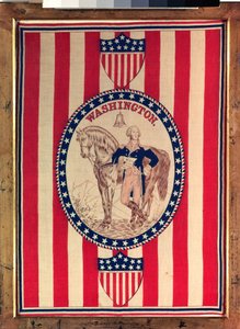 Lenço representando um retrato equestre completo de George Washington, c.1876 (algodão) de American School