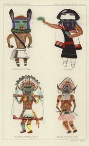 Kwacus Alek Taka, Alo Mana, Máscara antiga (Clã Katcina), Máscara antiga (Clã Tcua) (litografia a cores) de American School