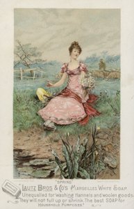 Senhora, sentando, em, prado