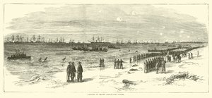 Aterrissagem de tropas acima de Fort Fisher, janeiro de 1865 de American School