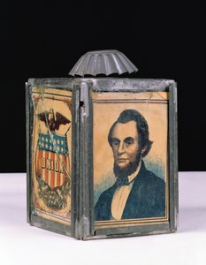 Lanterna de Lincoln usada para a campanha presidencial, 1864 (lata e vidro com pintura)