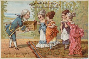 Homem, entregar, sabonetes, para, senhoras de American School