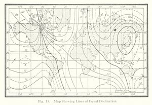 Mapa com linhas de igual declinação (litografia) de American School