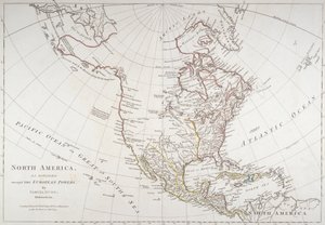 Mapa representando a América do Norte como dividida pelos poderes europeus, 1774