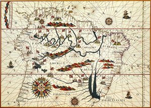 Mapa da América do Sul em 1582 de American School