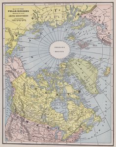 Mapa do Ártico (gravura colorida) de American School