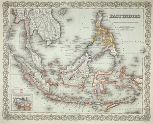Mapa das Índias Orientais (gravura a cores) de American School