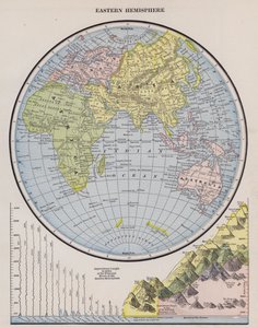 Mapa do Hemisfério Oriental (gravura colorida) de American School