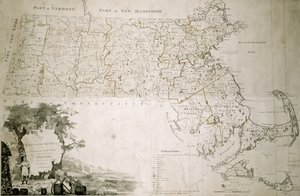 Mapa do estado de Massachusetts, 1801 de American School