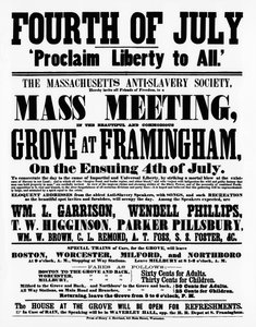 Cartaz da Sociedade Anti-Escravatura de Massachusetts, proclamando a Liberdade para Todos no Dia da Independência, 1859 (impressão)