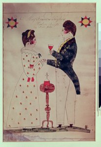 Miss Francis Taylor e Fiance, 1831 (wc no papel) de American School
