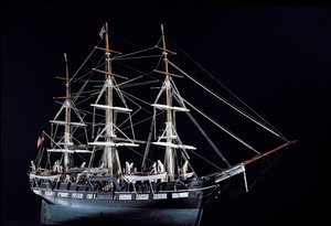 Modelo de um navio baleeiro do século XVIII (madeira) de American School