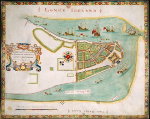 Nova York: plano de Manhattan, Long Island, Rio Hudson e Nova Amsterdã de American School