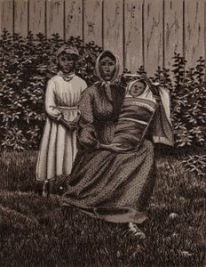 Cataratas do Niágara: Família indiana (litho) de American School