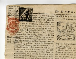 Página da Halifax Gazette, ou The Weekly Adviser ", Nova Escócia, 12 a 19 de dezembro de 1765 de American School