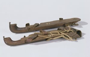 Par de Patins de Gelo, 1825-75 (madeira, ferro, couro, fibra)