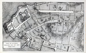 Parte do mapa menor da cidade de Nova Iorque de Bernard Ratzer (litho) de American School