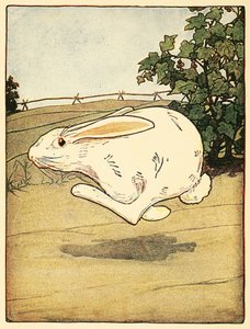 O Peter nunca deixou de fugir, do The Tale of Peter Rabbit, pub. Litografia a cores de 1916, 1916. de American School