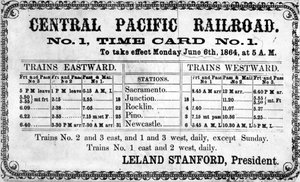 Cópia fotográfica do calendário original da Central Pacific Railroad Companys para 6 de junho de 1864, 1864 de American School