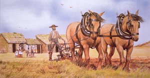 Pioneiro agricultor (cor litho) de American School