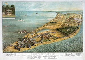 Point Lookout, MD - Vista do Hospital Geral de Hammond e Depot General dos EUA para Prisoners of War, pub. 1864 de American School