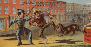 Policial, prendendo, ladrão de American School