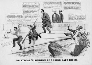 Loiros Políticos cruzando Salt River, publicado por Currer & Ives, Nova York, 1860 de American School