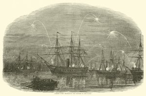 Frota de porteiros comemorando a captura de Fort Fisher, janeiro de 1865 de American School