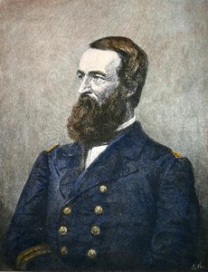 Retrato de David Dixon Porter (1813-91), Almirante da Marinha Federal (cor litho) de American School