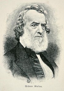 Retrato de Gideon Welles (1802-78), Secretário da Marinha dos EUA durante a guerra e Reconstrução (litho) de American School