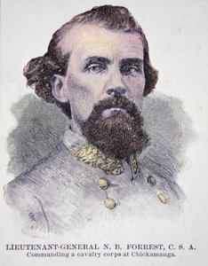 Retrato do Tenente-General Nathan B. Forrest (1821-77) (litho) de American School